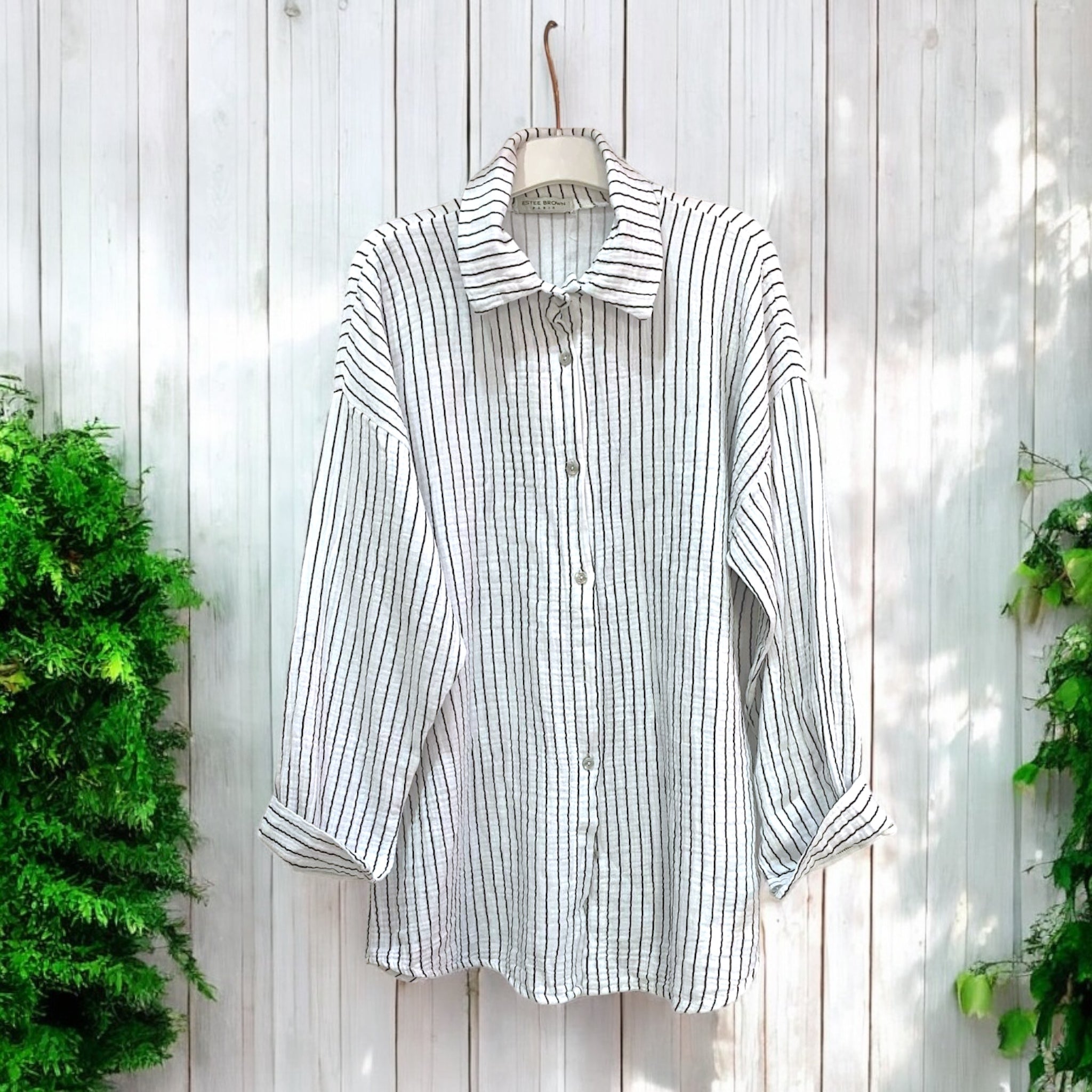 Camicia Donna Seersucker Rigata Bianco