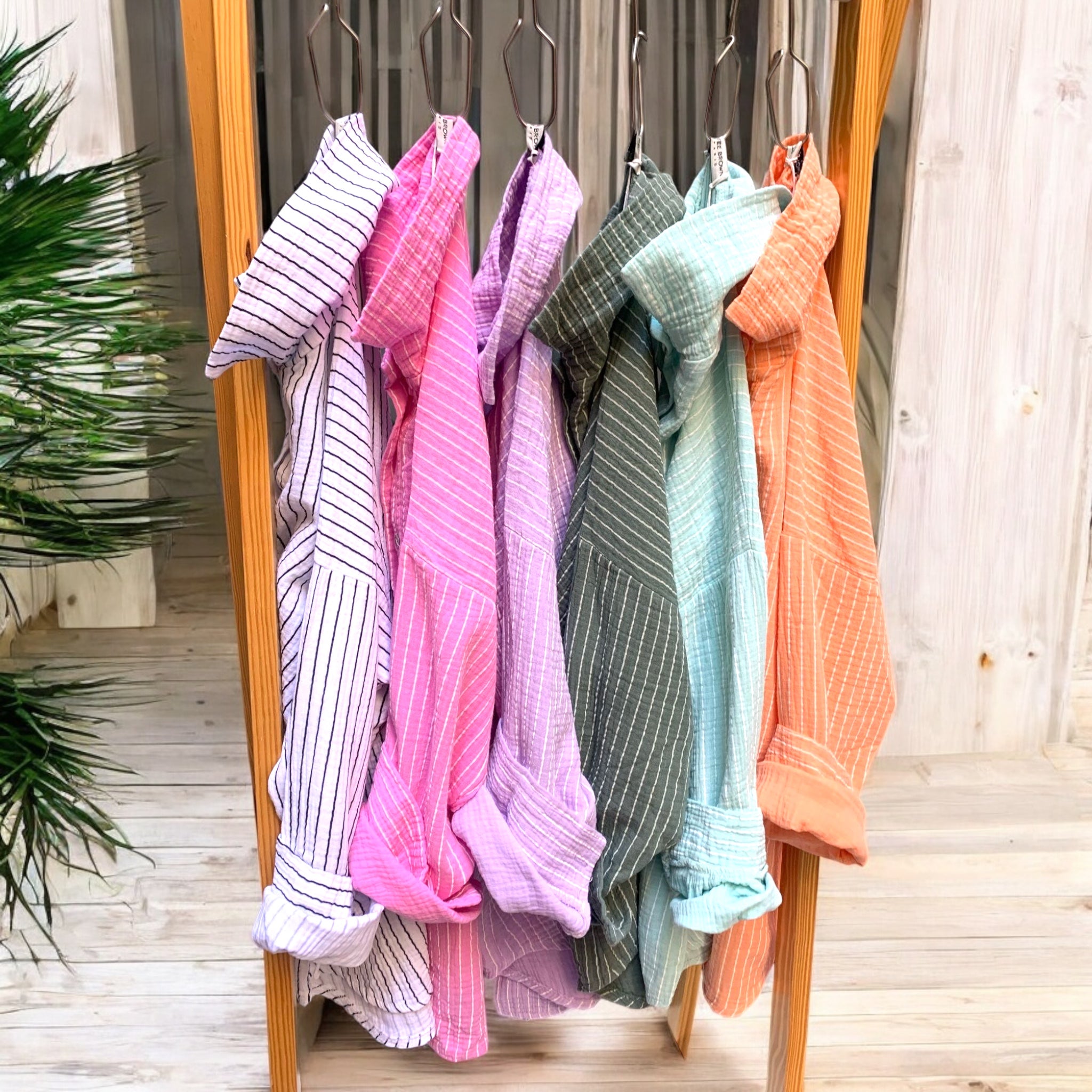 Camicia Donna Seersucker Rigata Lilla