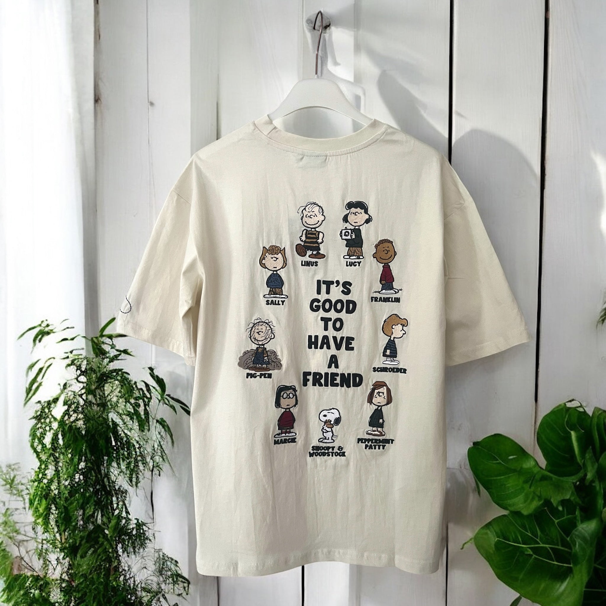 T-Shirt Over Uomo Ricamo Snoopy Peanuts