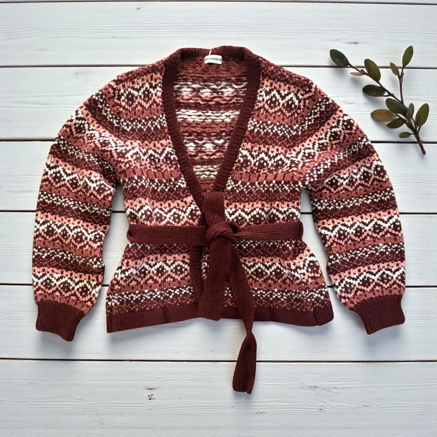 Cardigan Donna Australian Jacquard - BORDEAUX