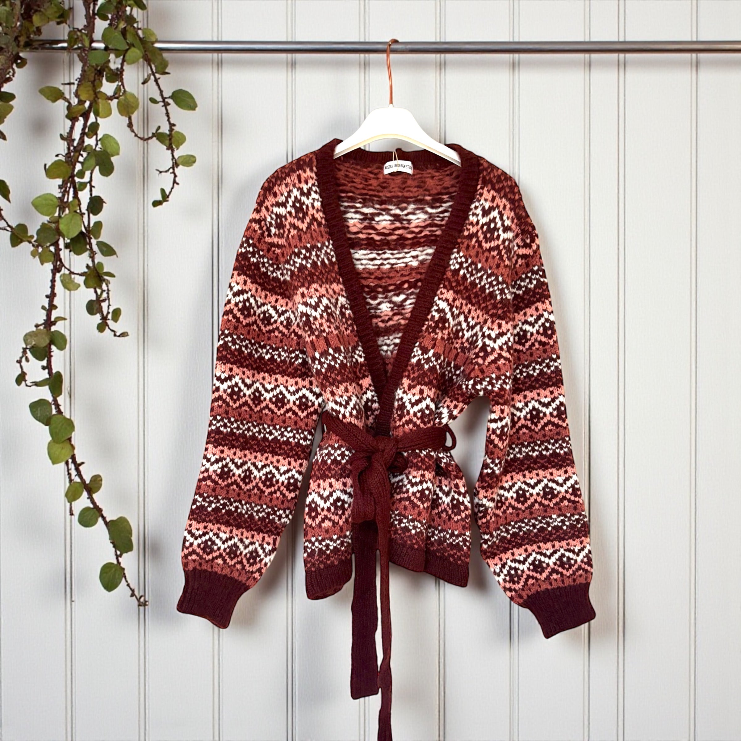 Cardigan Donna Australian Jacquard - BORDEAUX