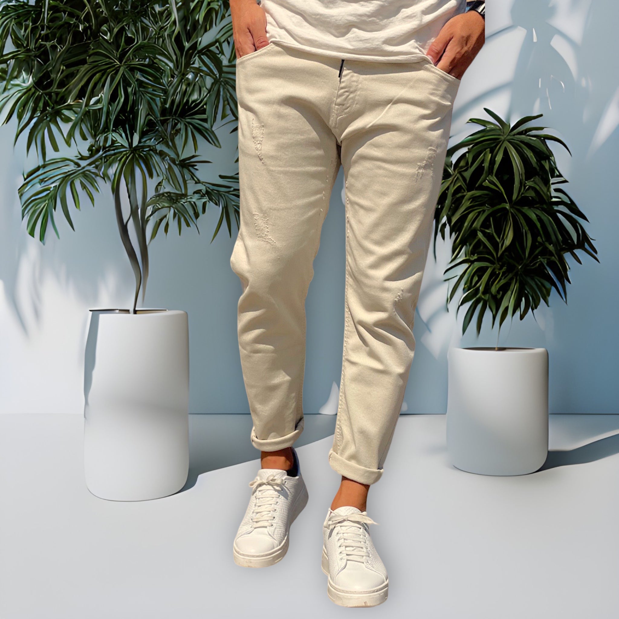 Jeans DSQ VELA Abrasioni Beige